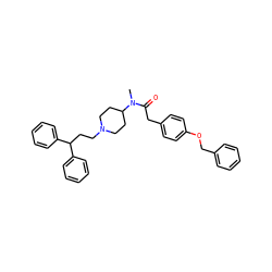 CN(C(=O)Cc1ccc(OCc2ccccc2)cc1)C1CCN(CCC(c2ccccc2)c2ccccc2)CC1 ZINC000028347326