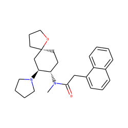 CN(C(=O)Cc1cccc2ccccc12)[C@H]1CC[C@@]2(CCCO2)C[C@@H]1N1CCCC1 ZINC000013860896