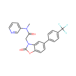 CN(C(=O)Cn1c(=O)oc2ccc(-c3ccc(C(F)(F)F)cc3)cc21)c1cccnc1 ZINC000096939241