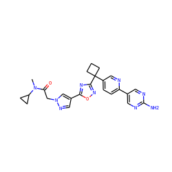 CN(C(=O)Cn1cc(-c2nc(C3(c4ccc(-c5cnc(N)nc5)nc4)CCC3)no2)cn1)C1CC1 ZINC000096175568
