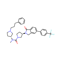 CN(C(=O)N1CC[C@@H](N2Cc3cc(-c4ccc(C(F)(F)F)cc4)ccc3C2=O)C1)[C@@H]1CCN(CCCc2ccccc2)C1 ZINC000028136728