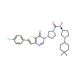 CN(C(=O)N1CC[C@H](n2cnc3cc(-c4ccc(Cl)cc4)sc3c2=O)C1)[C@H]1CCN(C2CCC(C)(C)CC2)C1 ZINC000028818486