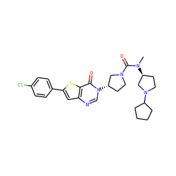 CN(C(=O)N1CC[C@H](n2cnc3cc(-c4ccc(Cl)cc4)sc3c2=O)C1)[C@H]1CCN(C2CCCC2)C1 ZINC000028818484