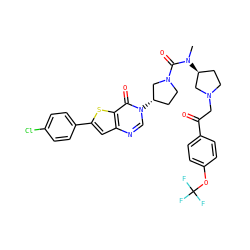 CN(C(=O)N1CC[C@H](n2cnc3cc(-c4ccc(Cl)cc4)sc3c2=O)C1)[C@H]1CCN(CC(=O)c2ccc(OC(F)(F)F)cc2)C1 ZINC000028818528