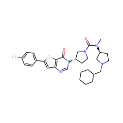 CN(C(=O)N1CC[C@H](n2cnc3cc(-c4ccc(Cl)cc4)sc3c2=O)C1)[C@H]1CCN(CC2CCCCC2)C1 ZINC000028818498