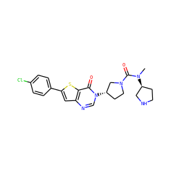 CN(C(=O)N1CC[C@H](n2cnc3cc(-c4ccc(Cl)cc4)sc3c2=O)C1)[C@H]1CCNC1 ZINC000028818471