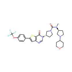CN(C(=O)N1CC[C@H](n2cnc3cc(-c4ccc(OC(F)(F)F)cc4)sc3c2=O)C1)[C@H]1CCN(C2CCOCC2)C1 ZINC000028818561