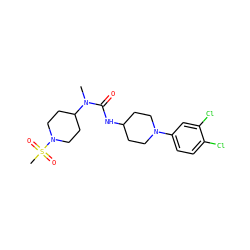 CN(C(=O)NC1CCN(c2ccc(Cl)c(Cl)c2)CC1)C1CCN(S(C)(=O)=O)CC1 ZINC000029126498