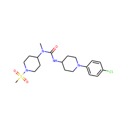 CN(C(=O)NC1CCN(c2ccc(Cl)cc2)CC1)C1CCN(S(C)(=O)=O)CC1 ZINC000029126533