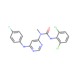CN(C(=O)Nc1c(Cl)cccc1Cl)c1cc(Nc2ccc(F)cc2)ncn1 ZINC000036187637