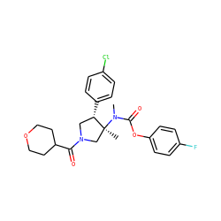 CN(C(=O)Oc1ccc(F)cc1)[C@@]1(C)CN(C(=O)C2CCOCC2)C[C@@H]1c1ccc(Cl)cc1 ZINC000169698922