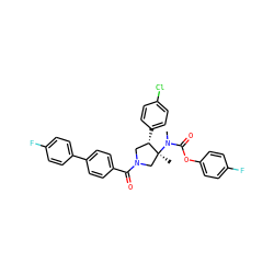 CN(C(=O)Oc1ccc(F)cc1)[C@@]1(C)CN(C(=O)c2ccc(-c3ccc(F)cc3)cc2)C[C@@H]1c1ccc(Cl)cc1 ZINC000169698933