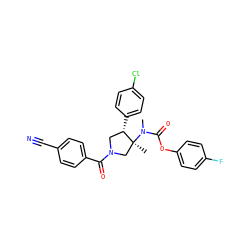 CN(C(=O)Oc1ccc(F)cc1)[C@@]1(C)CN(C(=O)c2ccc(C#N)cc2)C[C@@H]1c1ccc(Cl)cc1 ZINC000169698920