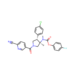 CN(C(=O)Oc1ccc(F)cc1)[C@@]1(C)CN(C(=O)c2ccc(C#N)nc2)C[C@@H]1c1ccc(Cl)cc1 ZINC000169698931