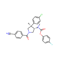 CN(C(=O)Oc1ccc(F)cc1)[C@@H]1CN(C(=O)c2ccc(C#N)cc2)C[C@@]1(C)c1ccc(Cl)cc1 ZINC000169698943