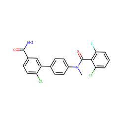 CN(C(=O)c1c(F)cccc1Cl)c1ccc(-c2cc(C(N)=O)ccc2Cl)cc1 ZINC000217891191