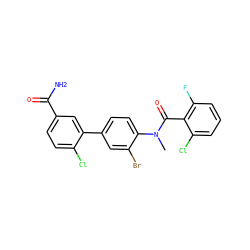 CN(C(=O)c1c(F)cccc1Cl)c1ccc(-c2cc(C(N)=O)ccc2Cl)cc1Br ZINC000221908570