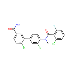 CN(C(=O)c1c(F)cccc1Cl)c1ccc(-c2cc(C(N)=O)ccc2Cl)cc1Cl ZINC000221908296