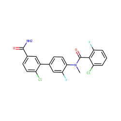 CN(C(=O)c1c(F)cccc1Cl)c1ccc(-c2cc(C(N)=O)ccc2Cl)cc1F ZINC000221908202
