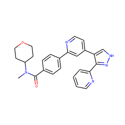 CN(C(=O)c1ccc(-c2cc(-c3c[nH]nc3-c3ccccn3)ccn2)cc1)C1CCOCC1 ZINC000013684488