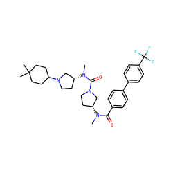 CN(C(=O)c1ccc(-c2ccc(C(F)(F)F)cc2)cc1)[C@@H]1CCN(C(=O)N(C)[C@@H]2CCN(C3CCC(C)(C)CC3)C2)C1 ZINC000028129243