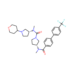 CN(C(=O)c1ccc(-c2ccc(C(F)(F)F)cc2)cc1)[C@@H]1CCN(C(=O)N(C)[C@@H]2CCN(C3CCOCC3)C2)C1 ZINC000028131807