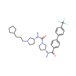 CN(C(=O)c1ccc(-c2ccc(C(F)(F)F)cc2)cc1)[C@@H]1CCN(C(=O)N(C)[C@@H]2CCN(CCCC3CCCC3)C2)C1 ZINC000028124733