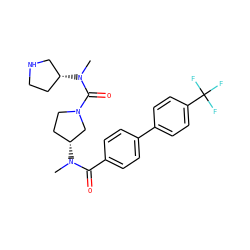 CN(C(=O)c1ccc(-c2ccc(C(F)(F)F)cc2)cc1)[C@@H]1CCN(C(=O)N(C)[C@@H]2CCNC2)C1 ZINC000028132298