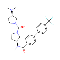 CN(C(=O)c1ccc(-c2ccc(C(F)(F)F)cc2)cc1)[C@H]1CCN(C(=O)N2CC[C@@H](N(C)C)C2)C1 ZINC000036351592