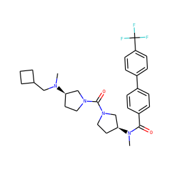 CN(C(=O)c1ccc(-c2ccc(C(F)(F)F)cc2)cc1)[C@H]1CCN(C(=O)N2CC[C@@H](N(C)CC3CCC3)C2)C1 ZINC000036351565