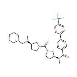 CN(C(=O)c1ccc(-c2ccc(C(F)(F)F)cc2)cc1)[C@H]1CCN(C(=O)N2CC[C@@H](N(C)CC3CCCCC3)C2)C1 ZINC000036351588