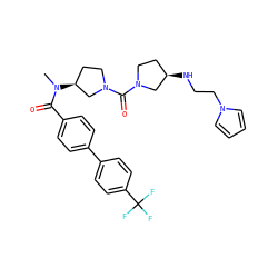 CN(C(=O)c1ccc(-c2ccc(C(F)(F)F)cc2)cc1)[C@H]1CCN(C(=O)N2CC[C@@H](NCCn3cccc3)C2)C1 ZINC000036351608