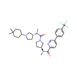 CN(C(=O)c1ccc(-c2ccc(C(F)(F)F)cc2)cn1)[C@H]1CCN(C(=O)N(C)[C@@H]2CCN(C3CCC(C)(C)CC3)C2)C1 ZINC000084672063