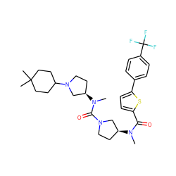 CN(C(=O)c1ccc(-c2ccc(C(F)(F)F)cc2)s1)[C@H]1CCN(C(=O)N(C)[C@@H]2CCN(C3CCC(C)(C)CC3)C2)C1 ZINC000028126379