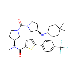 CN(C(=O)c1ccc(-c2ccc(C(F)(F)F)cc2)s1)[C@H]1CCN(C(=O)N2CC[C@@H](NC3CCC(C)(C)CC3)C2)C1 ZINC000036151841
