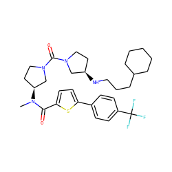 CN(C(=O)c1ccc(-c2ccc(C(F)(F)F)cc2)s1)[C@H]1CCN(C(=O)N2CC[C@@H](NCCCC3CCCCC3)C2)C1 ZINC000036351790