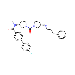 CN(C(=O)c1ccc(-c2ccc(F)cc2)cc1)[C@H]1CCN(C(=O)N2CC[C@H](NCCCc3ccccc3)C2)C1 ZINC000036351630