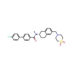 CN(C(=O)c1ccc(-c2ccc(F)cc2)cc1)[C@H]1CCc2cc(CN3CCS(=O)(=O)CC3)ccc2C1 ZINC000038149882