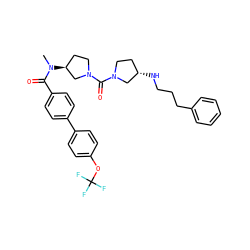 CN(C(=O)c1ccc(-c2ccc(OC(F)(F)F)cc2)cc1)[C@H]1CCN(C(=O)N2CC[C@H](NCCCc3ccccc3)C2)C1 ZINC000036351605