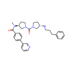 CN(C(=O)c1ccc(-c2cccnc2)cc1)[C@H]1CCN(C(=O)N2CC[C@H](NCCCc3ccccc3)C2)C1 ZINC000036351679