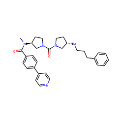 CN(C(=O)c1ccc(-c2ccncc2)cc1)[C@H]1CCN(C(=O)N2CC[C@H](NCCCc3ccccc3)C2)C1 ZINC000036351600