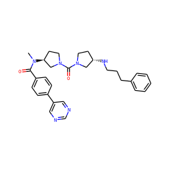 CN(C(=O)c1ccc(-c2cncnc2)cc1)[C@H]1CCN(C(=O)N2CC[C@H](NCCCc3ccccc3)C2)C1 ZINC000036351624