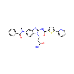 CN(C(=O)c1ccccc1)c1ccc2c(c1)nc(NC(=O)c1ccc(-c3ccccn3)s1)n2CCC(N)=O ZINC000049867295
