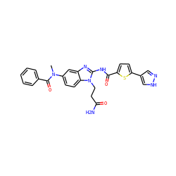 CN(C(=O)c1ccccc1)c1ccc2c(c1)nc(NC(=O)c1ccc(-c3cn[nH]c3)s1)n2CCC(N)=O ZINC000040935247