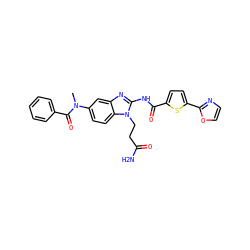 CN(C(=O)c1ccccc1)c1ccc2c(c1)nc(NC(=O)c1ccc(-c3ncco3)s1)n2CCC(N)=O ZINC000040412092