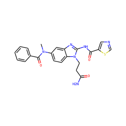 CN(C(=O)c1ccccc1)c1ccc2c(c1)nc(NC(=O)c1cncs1)n2CCC(N)=O ZINC000040936089