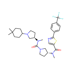 CN(C(=O)c1cnc(-c2ccc(C(F)(F)F)cc2)s1)[C@@H]1CCN(C(=O)N(C)[C@@H]2CCN(C3CCC(C)(C)CC3)C2)C1 ZINC000028136596