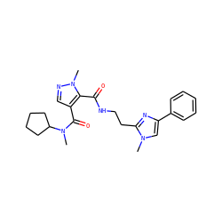 CN(C(=O)c1cnn(C)c1C(=O)NCCc1nc(-c2ccccc2)cn1C)C1CCCC1 ZINC000144088306