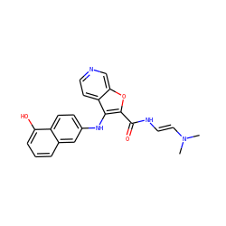 CN(C)/C=C/NC(=O)c1oc2cnccc2c1Nc1ccc2c(O)cccc2c1 ZINC000101394974