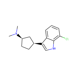 CN(C)[C@@H]1CC[C@H](c2c[nH]c3c(Cl)cccc23)C1 ZINC000064448960